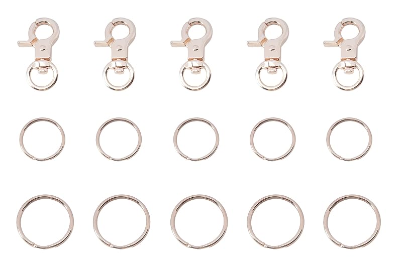 Kit de Clipes e Argolas para Identificação de Coleira Ruwado em Metal Dourado, 15 Peças