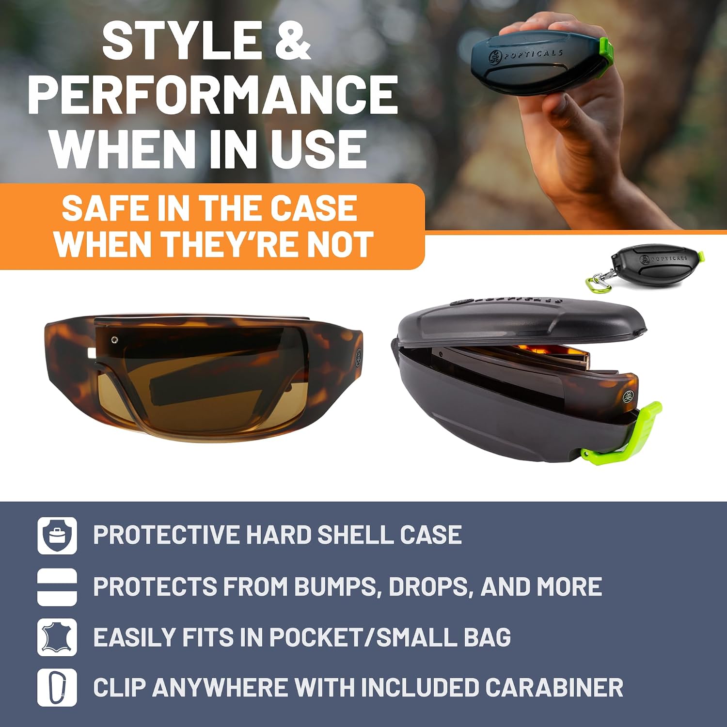 POPGEAR Mens Sport Sunglasses, Womens Polarized Sunglasses, Grilamid TR90 Made in Italy, Easily Collapse For Compact Storage