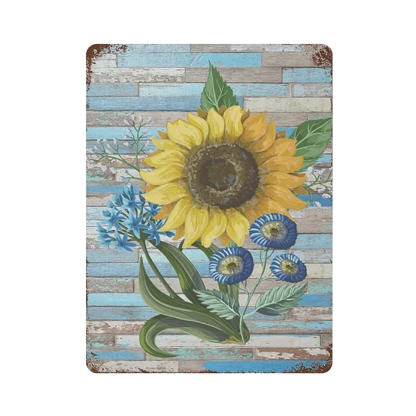 rayprint Metal Tin Sign Fresh Flower Sunshine Farm Vintage Tin Poster Metal Sign Wall Decoration Country Kitchen Home Garage Decor 16"x12"