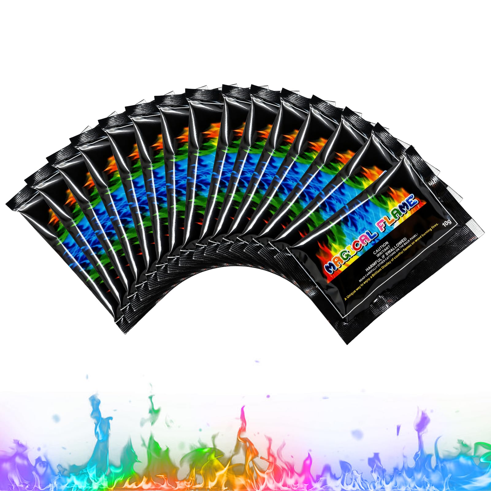 Fire Colour Changing Powder, Magic Fire Sachets, Magic Color Change Flames for Fire Pit, Bonfire, Garden, Outdoor, Campfires, Seaside-15PCSx10G