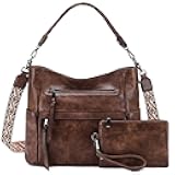 VASCHY Hobo Bag for Women, Medium Vegan Leather Shoulder Purse Handbag Wallet Set Tote Bag with Crossbody Guitar Strap
