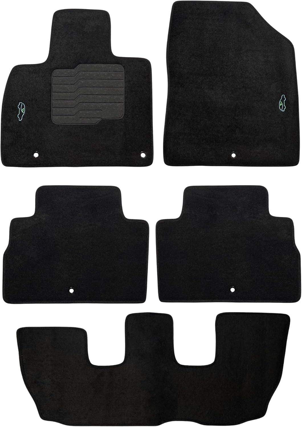 ecoMats Carpet Floor Mats Fit for 2020 to 2025 Kia Telluride 3 Rows, with Non-Slip Driver Heel Pad and Retention Clips, Black, Telluride