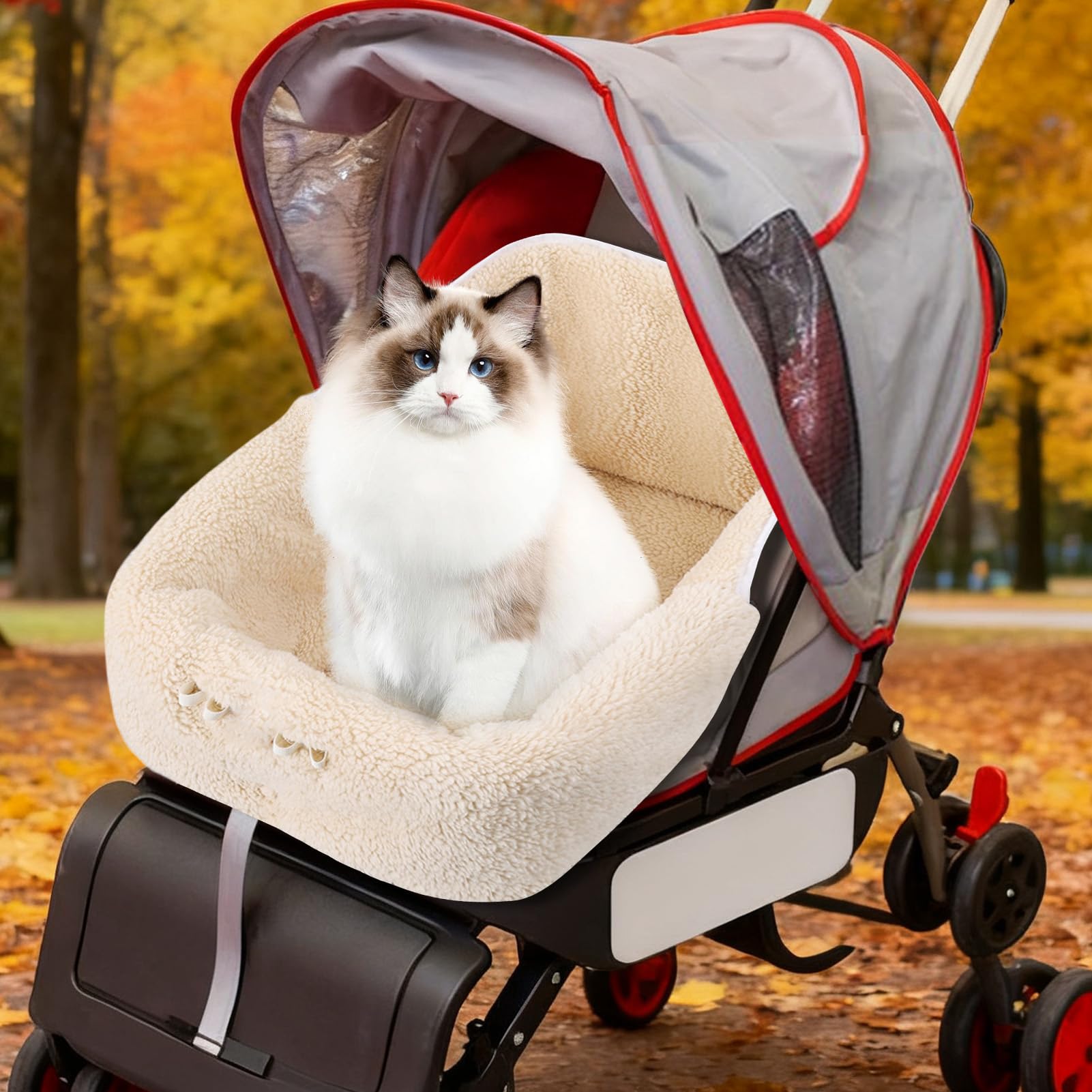 Generico Tappetino per cuscino per passeggino per animali domestici | Gatto invernale per cani, cuscino per passeggino, coperta da passeggio in morbido peluche, fodera riutilizzabile per fornitur