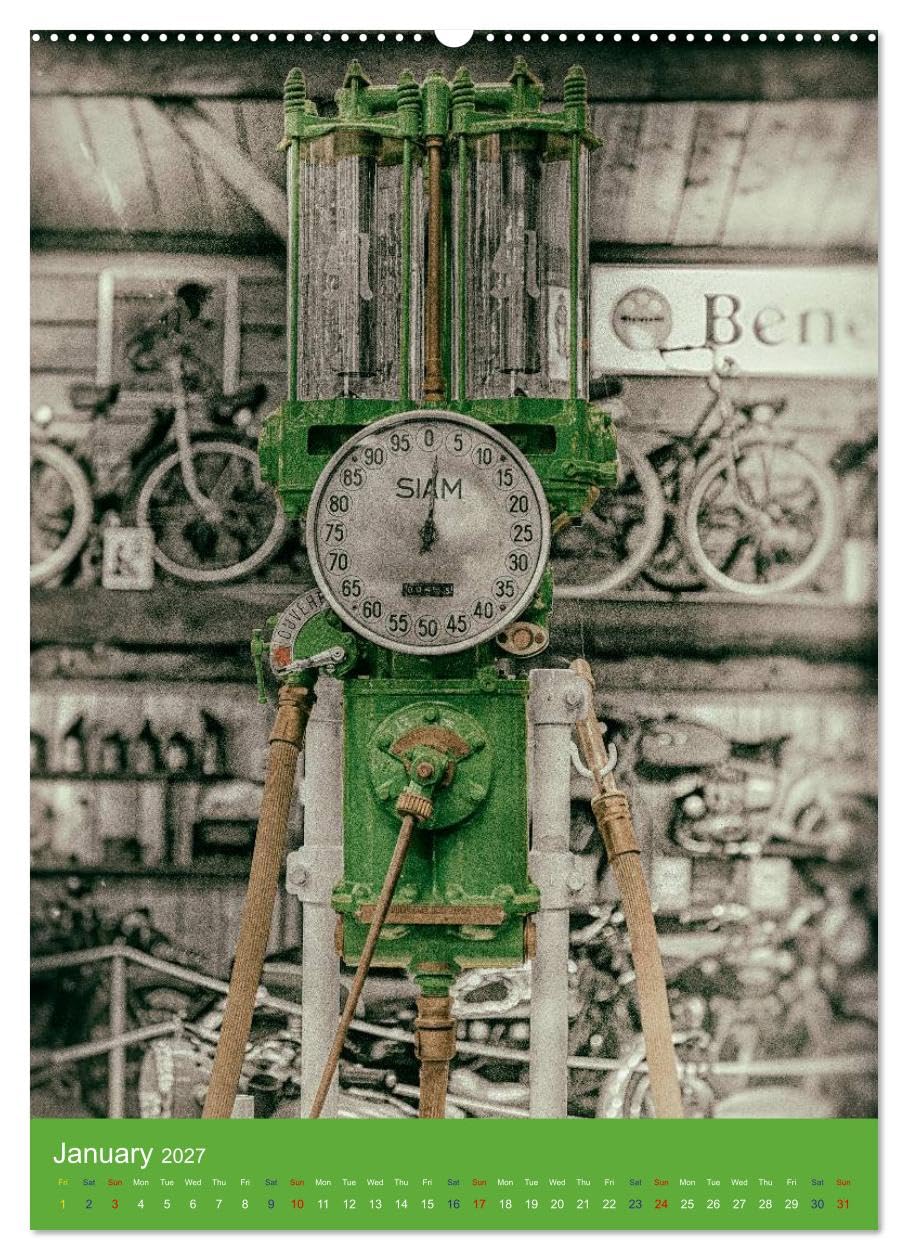 Fuel vintage pumps (Wall Calendar 2027 DIN A2 portrait), CALVENDO 12 Month Wall Calendar: Photographs of old fashioned petrol pumps