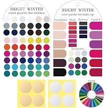 Ultimate 12 Season Personal Color Palette Cards Set,2 Pack Portable Color Template Guide for Clothes & Makeup with Bonus Color Analysis Guide&Bead Ball ChainsBright Winter