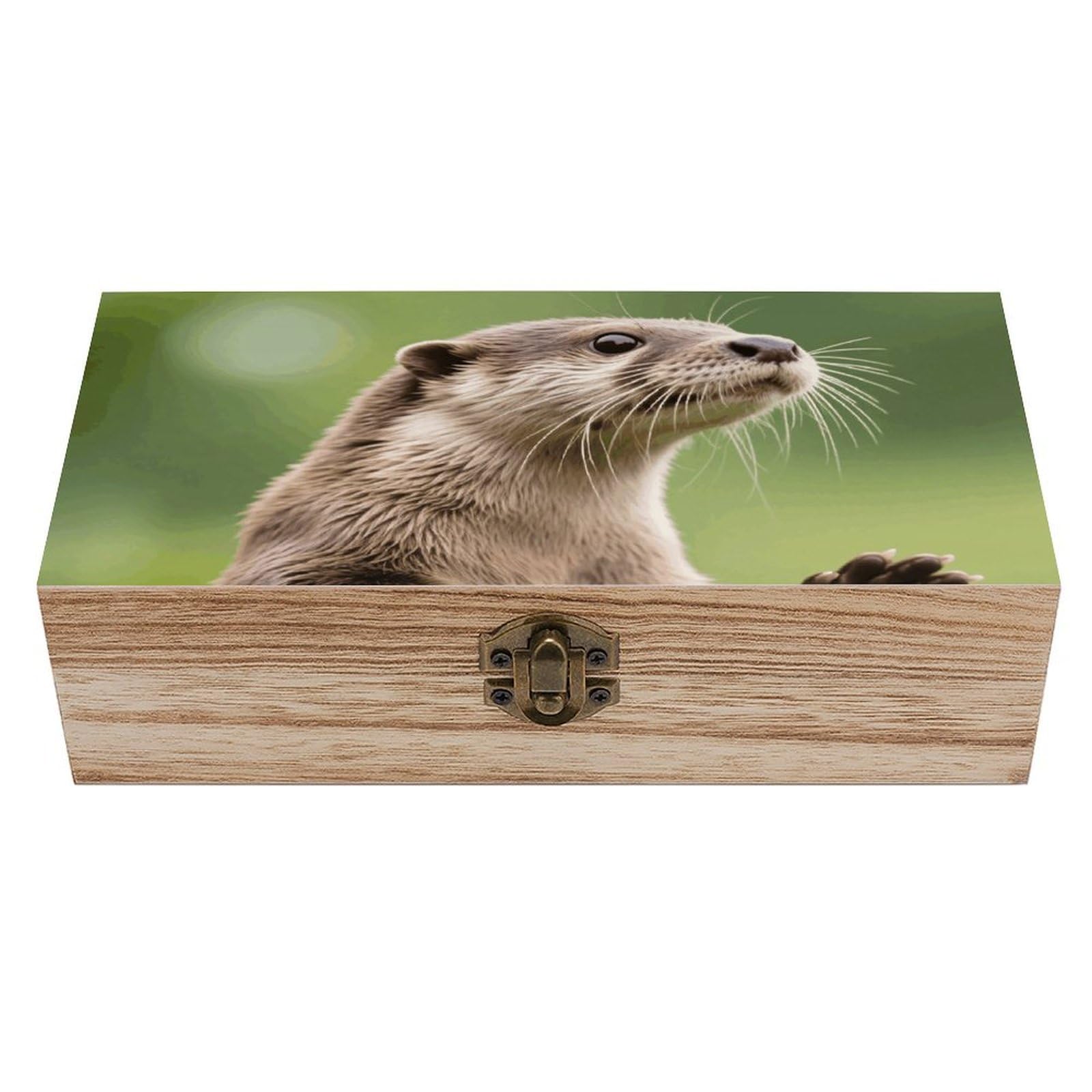 FodPand Decorative Keepsake Box Wooden Storage Boxes with Hinged Lid Handmade Clawed Otter Wood Organizer Memory Treasure Box for Jewelry Craft Card Photo Storage Wedding Bridal Shower Gifts