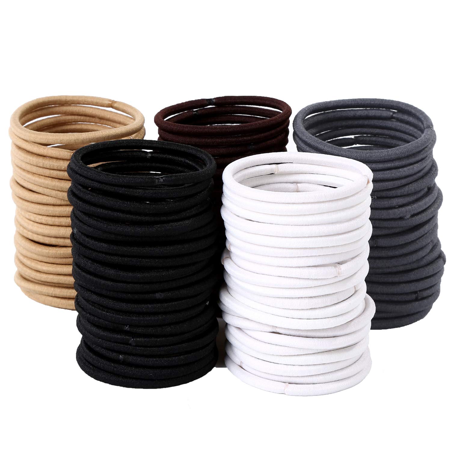 Whaline 4mm Hair Tie Ponytail Holders Multicolor Rubber Elastic