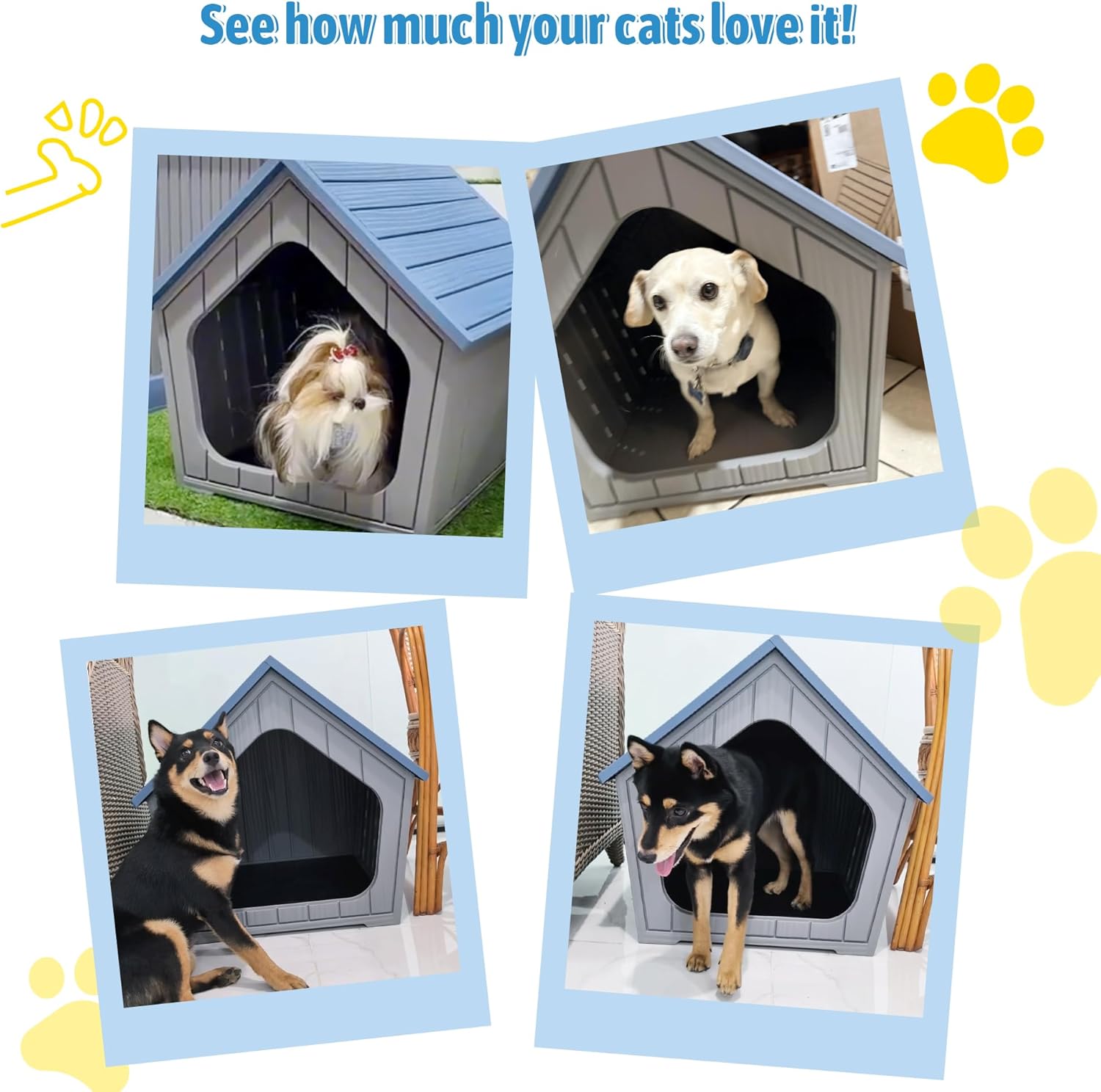 Fancyango Outdoor & Indoor Dog House for Weatherproof and Stylish Furniture, Dog House Outdoor, Multi - Use for Small and Medium Dogs (Blue, 23.43" L×22.44" W×22.24" H)