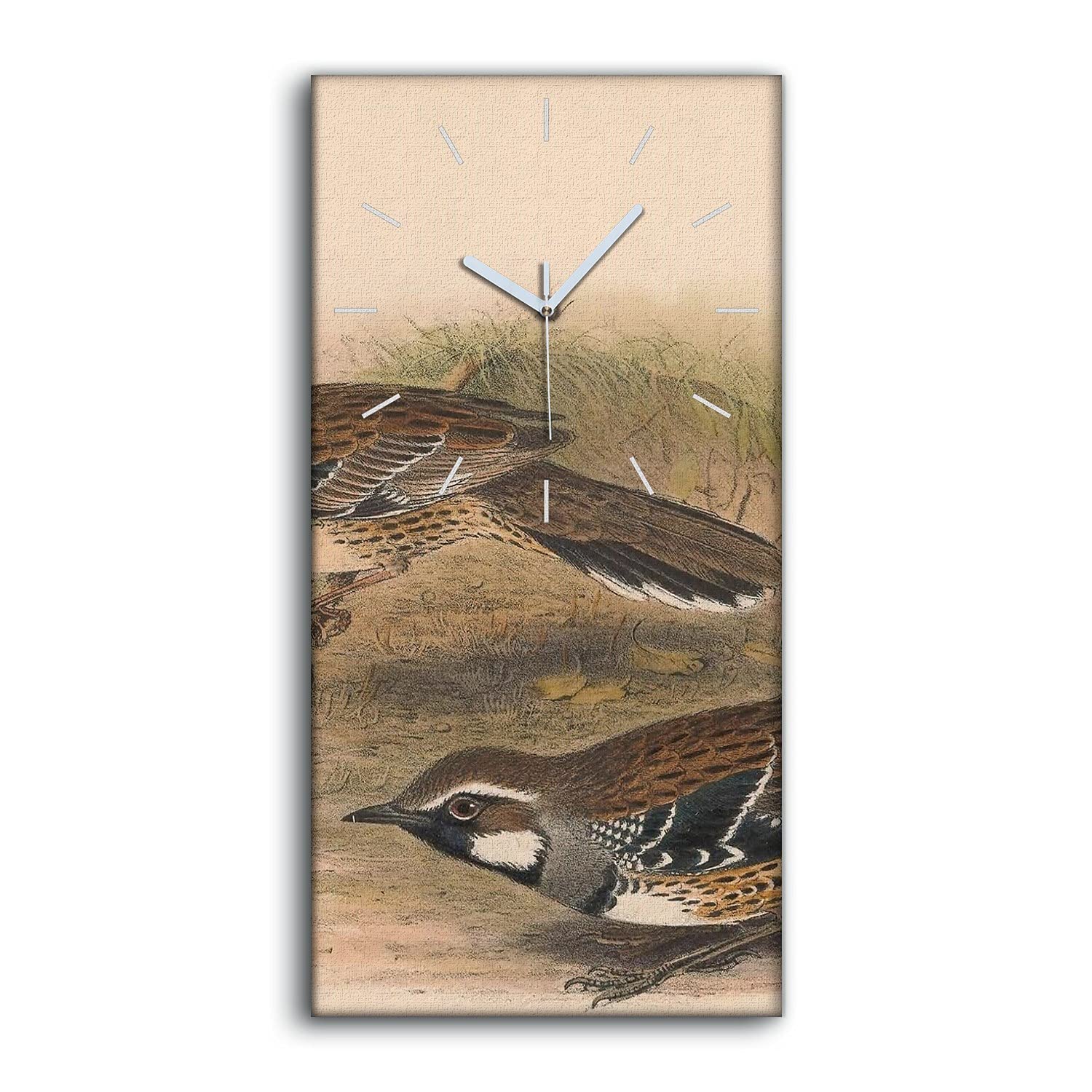 Horloge sur Toile Mains Blanches Art Mural Oiseaux Chic