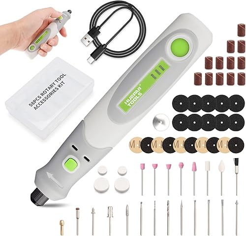 Huepar Tools - Herramienta giratoria inalámbrica de 4 V, 3 velocidades (5000-15000 RPM) con 58 accesorios, herramienta giratoria de carga USB para disponible en Yaxa Colombia