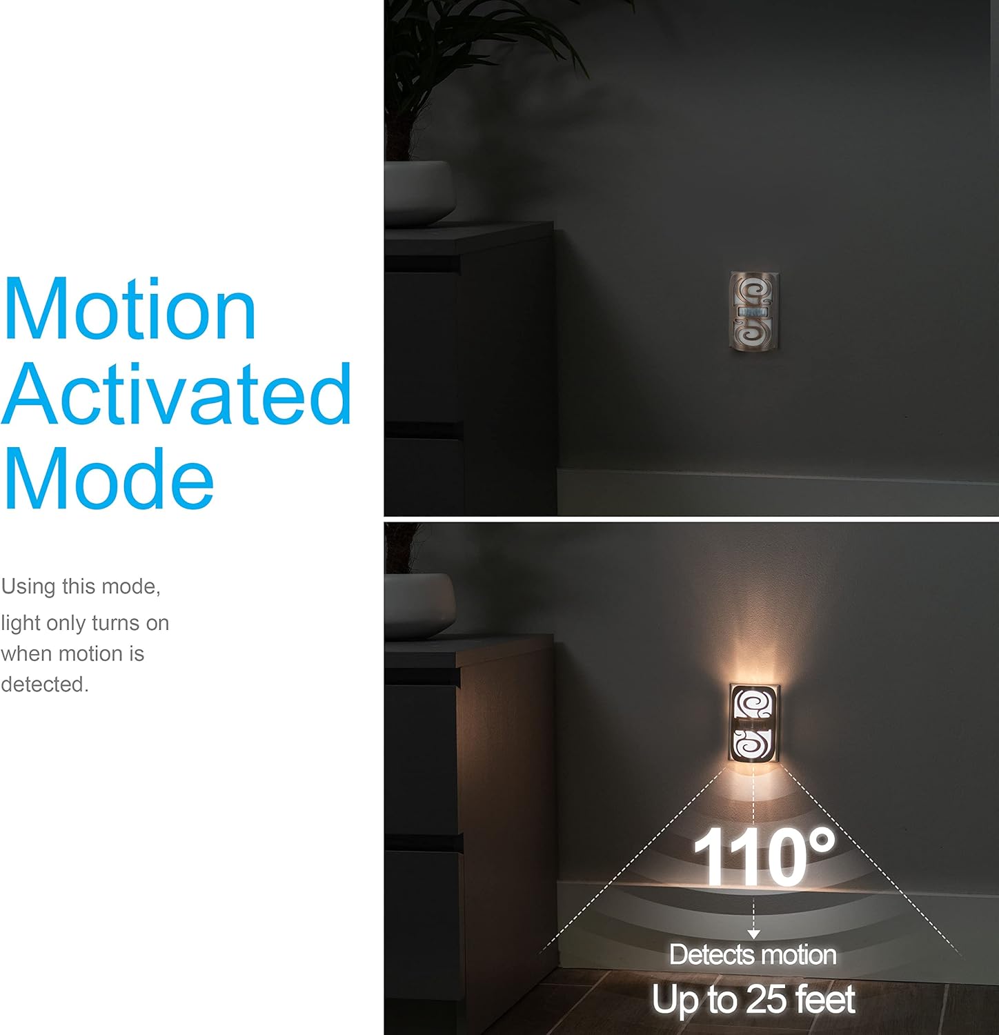 GE LED Motion Sensor Night Light, Motion-Boost,Plug-in, Dusk-to-Dawn, Energy Efficient, UL-Certified, Ideal Nightlight for Bedroom, Bathroom,Kitchen, Hallway,58559, Bronze Swirl, Pack