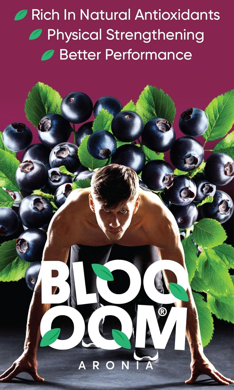 BLOOOOM ARONIA Bio Aroniasaft 250 ml x 12 Flaschen (3L) – 100% Direktsaft aus griechischen Aroniabeeren, Ohne Zuckerzusatz, Natürlich reich an Antioxidantien, Für Wellness & Fitness, Vegan