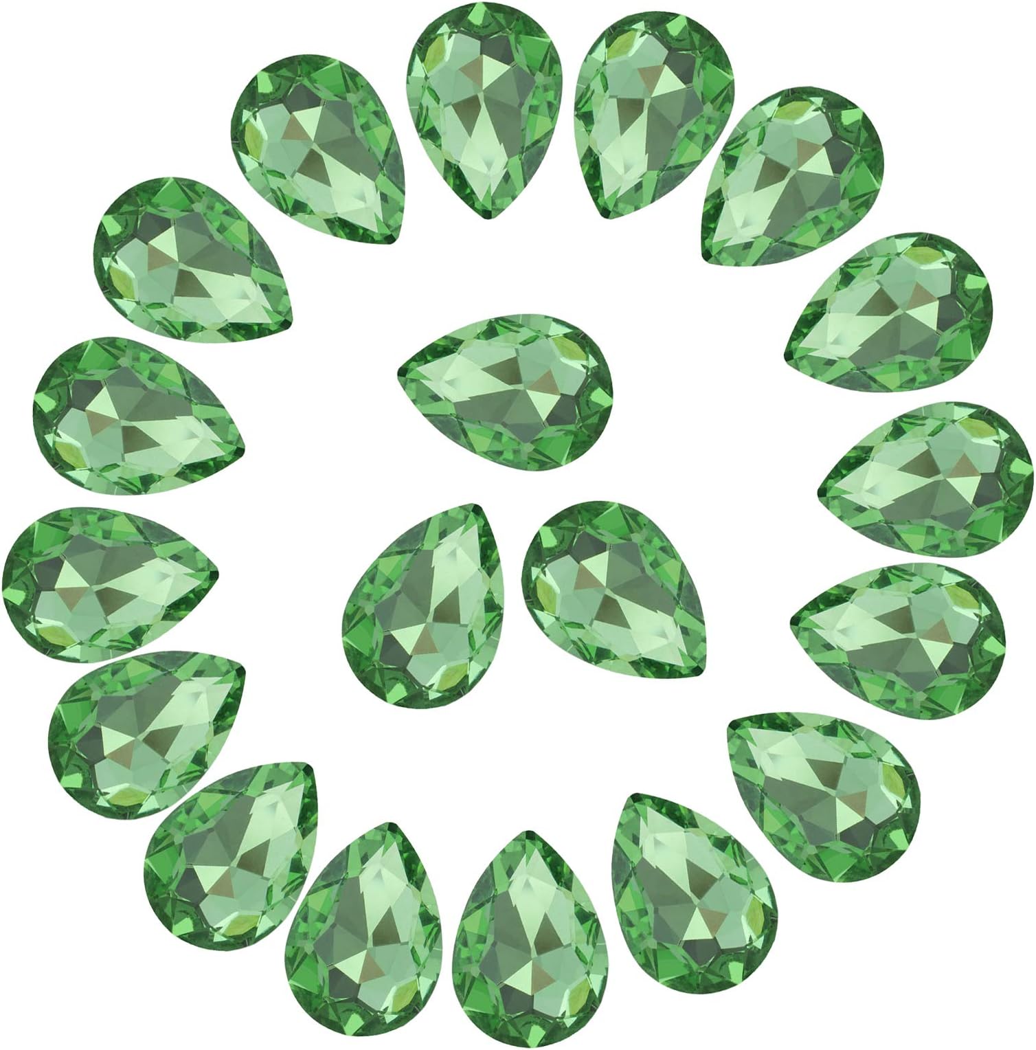 Jyukan DIY Teardrop Crystal AB Resin Rhinestone Pointback Glass Faceted Jewelry Making Craft (50Pcs)