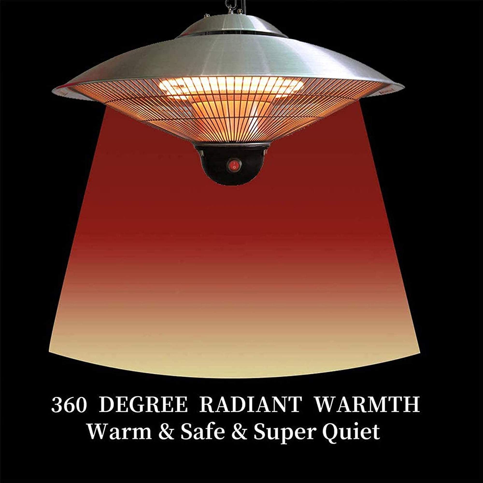 Riscaldatore Elettrico per Patio, riscaldatore di Calore sospeso per Gazebo da Esterno Montato a Parete a soffitto, riscaldatore per Garage, Riscaldamento a Tubo antincendio alogeno a Infra