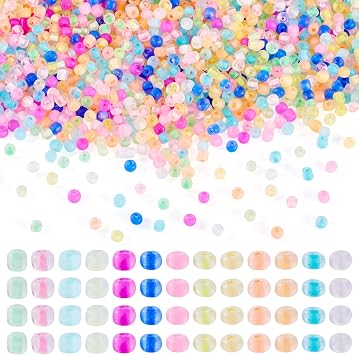 1300Pcs Glow in the Dark Pony Beads 4mm Luminous Glass Seed Beads 6/0 Glowing UV Color Changing Bracelet Bead Frosted Glass Bead for Friendship Bracelets Necklace Earring Jewelry Making
