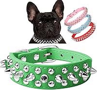 Vista 13 de Serijoars Collar para perro con pinchos, de piel sintética suave con remaches de hongos, collar ajustable para cachorros (XS, marrón)