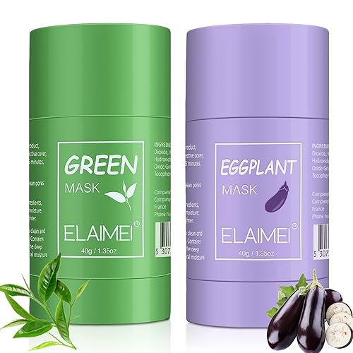 Miniatura 1 de Máscara de té verde y berenjena para cara, removedor de puntos negros, mascarilla purificadora de arcilla, control de aceite, limpieza profunda,