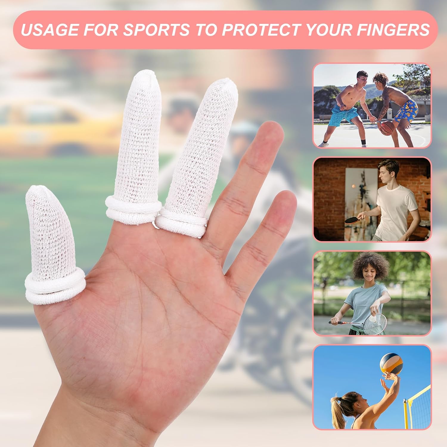 30Pcs Finger Bandage Elastic Breathable Cotton Finger Cots Tubular Fingertip Protector Reusable Thumb Bandage for Finger Sprains First Aid Scald Protection Gardening Work(White)