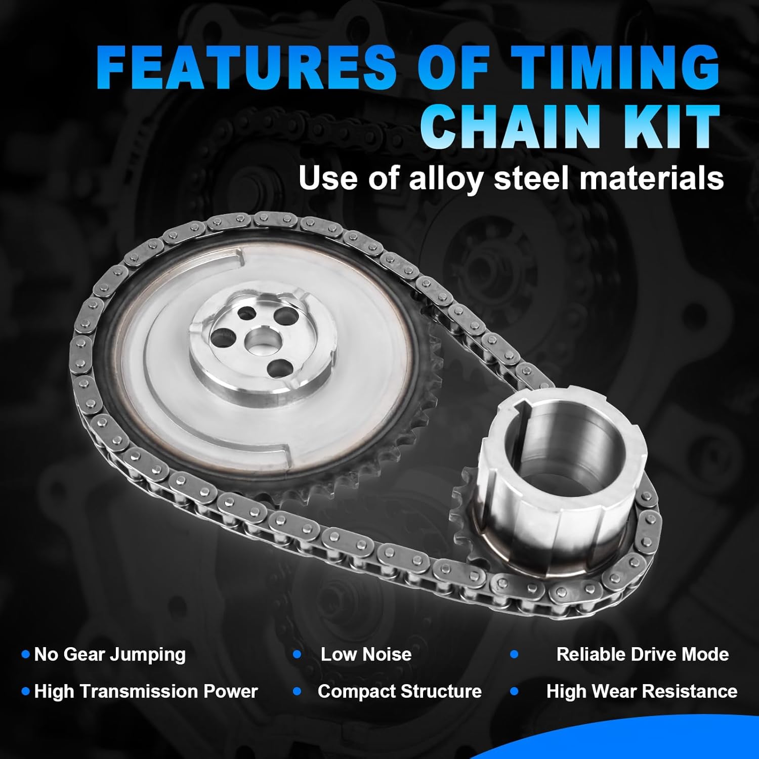 Engine Timing Chain Kit with M295 Oil Pump & AW5087 Water Pump Fit for 1999-2004 Chevy Silverado Avalanche Suburban Express Tahoe, for GMC Sierra Yukon, for Cadillac 4.8L 5.3L 6.0L