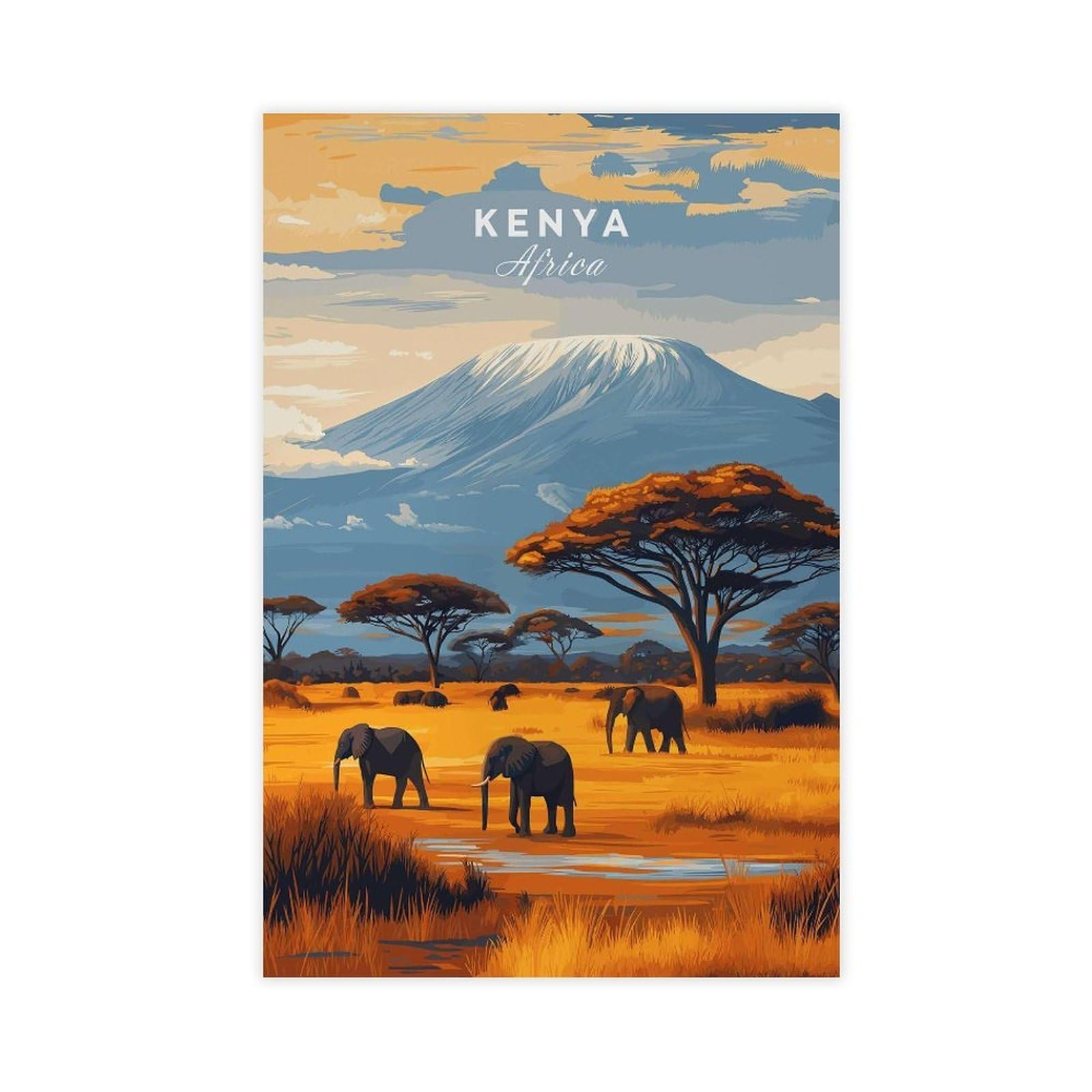 Bareronor African Elephant Poster Canvas Poster Bedroom Decor Landscape Office Room Decor Gift 24" L X 36" W