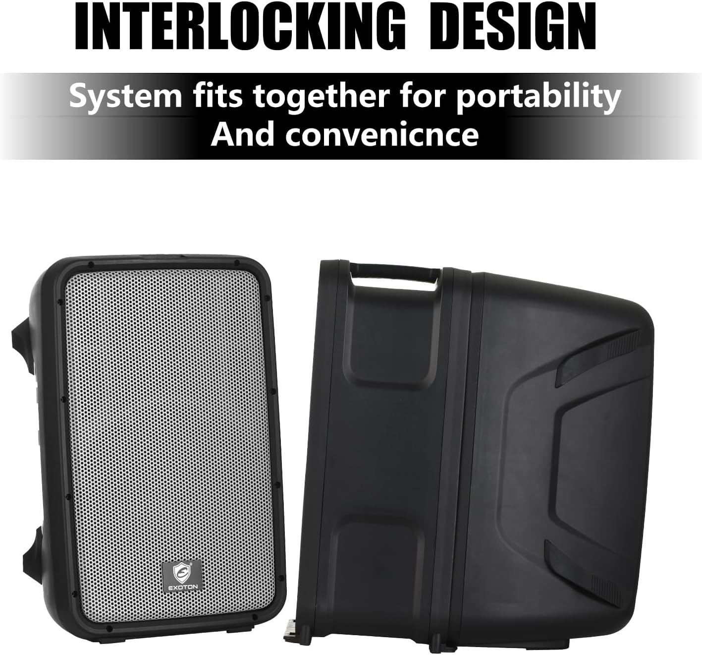 EXOTON 10inch PA System with 8-Channel Mixer,Portable 600W Bluetooth Speakers,USB/SD/FM/5-band EQ, Includes 2 Speaker Stands/Mic/48V Phantom Power,for Indoor&Outdoor - Image 3