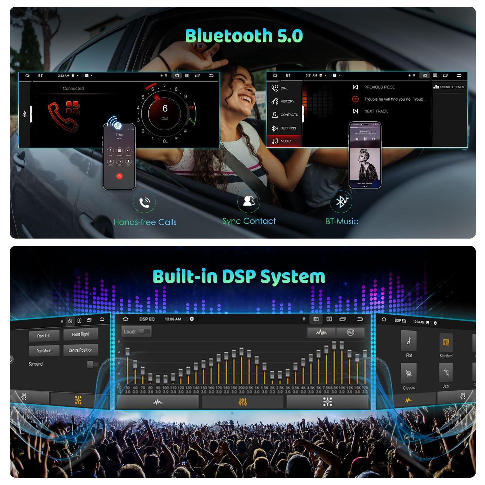 Erisin 8,8 Pouces 8 Core 4+64 Go Android 14 Autoradio GPS stéréo de Voiture pour série 3 E90 E91 E92 E93 Série 5 E60 E61 E63 E64 Carplay Android Auto DSP IPS 4G WiFi Dab+ - Système CIC