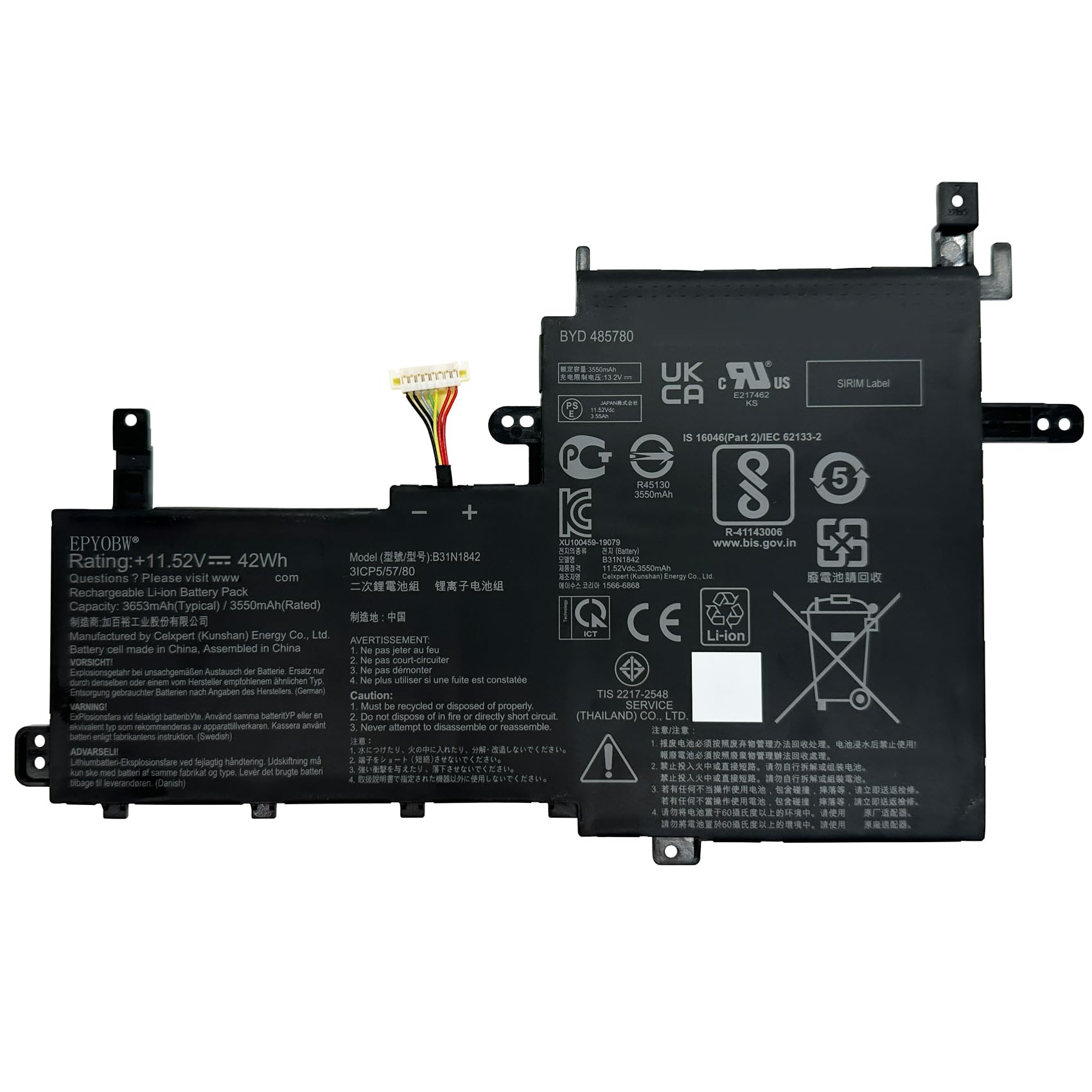 Amazon.com: EPYOBW B31N1842 Laptop Battery 42Wh Compatible with