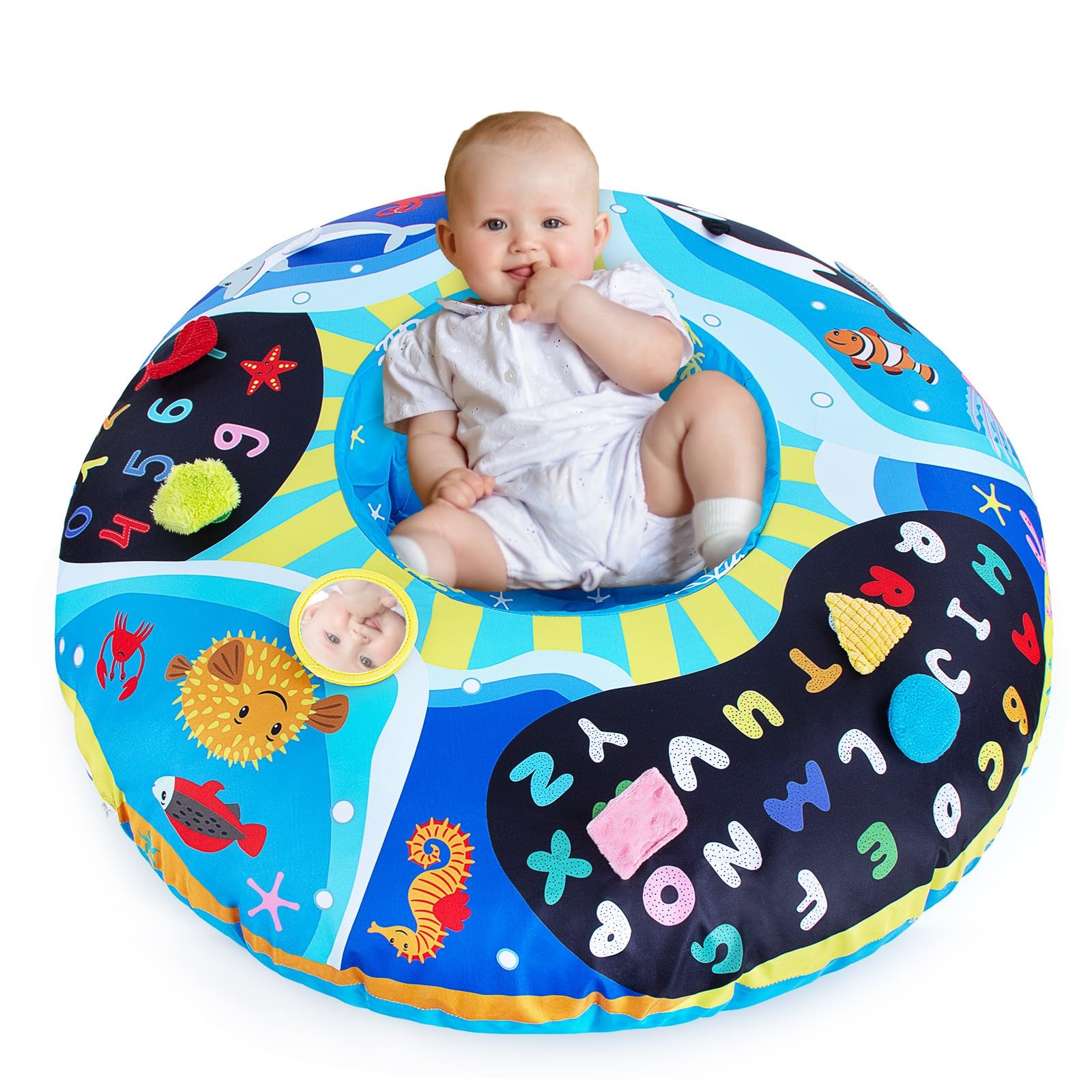 Anillo de juego inflable para bebés, asiento de bebé inflable, silla de apoyo para sentarse, centro de actividades para bebés y as