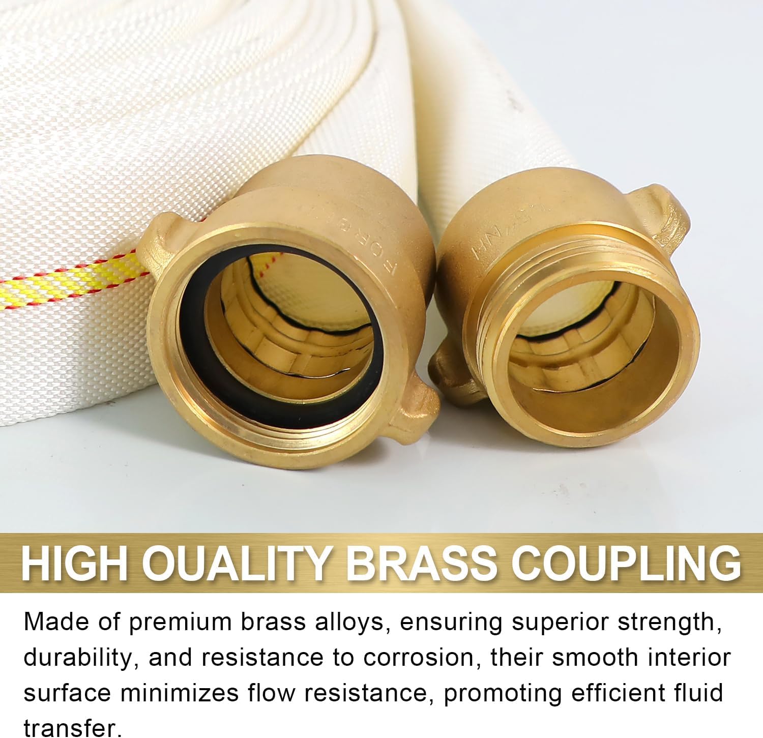 ATOLS Fire Hose,1-1/2" ID X 100 FT, 450PSI Burst Pressure, Industrial Fire Hydrant Hose with NST/NH Brass Couplings for Indoor Use