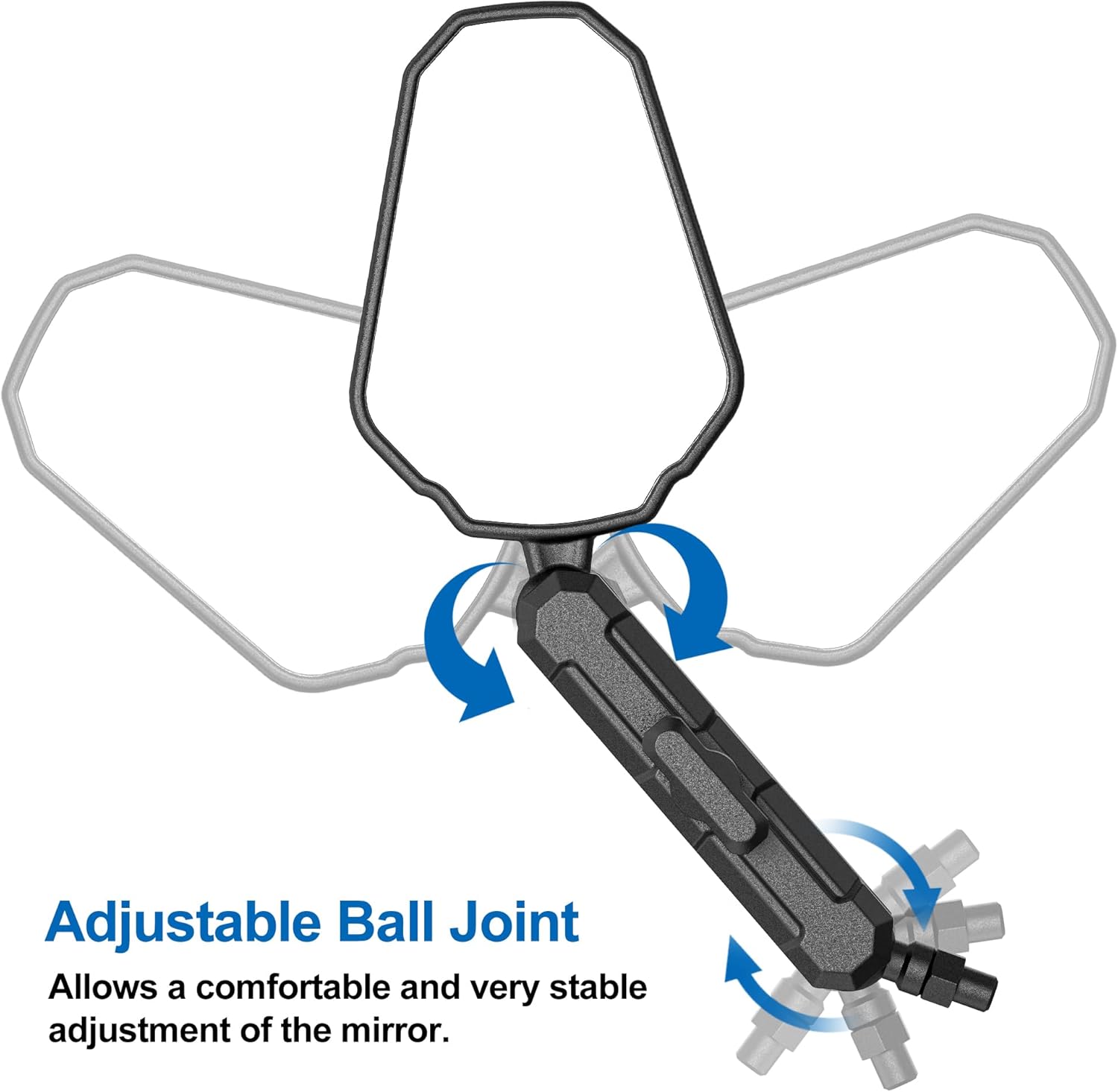 pgraded Universal Motorcycle Mirror, Adventure Ball-Head ATV Rear View Mirror with 8/10mm Screws and 7/8" Handlebar Clamp, Vibration-Free, Compatible with Yamaha, Honda, Kawasaki, Suzuki，etc.