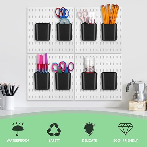 Miniatura 8 de Tanlade 4 vasos de tablero de clavijas con ganchos, accesorios de contenedores de tablero de clavijas de 2.9 x 3.5 x 3.2 pulgadas, contenedores de