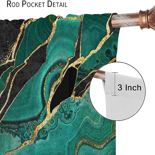 Miniatura 6 de Cortinas de mármol verde con fondo abstracto de mármol con patrón de arte de mármol, cortinas estampadas para dormitorio, sala de estar, cortinas