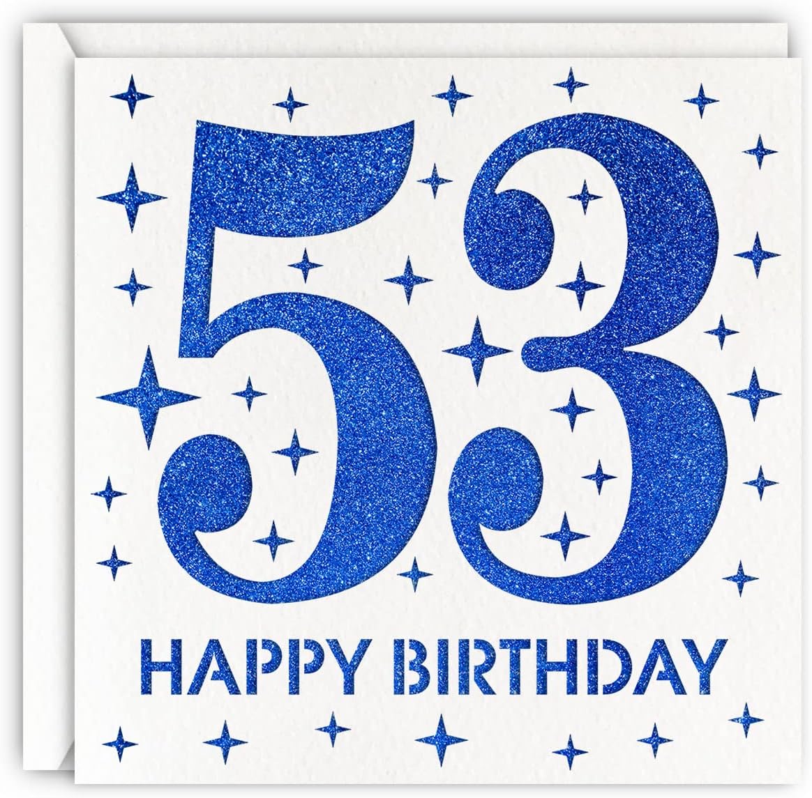 MAGJUCHE Blue 53rd Birthday Card, Laser Cut Glitter Woman Man Age 53 Gift For Husband, Brother, Father MAGJUCHE Blue 53rd Birthday Card, Laser Cut Glitter Woman Man Age 53 Gift For Husband, Brother, Father