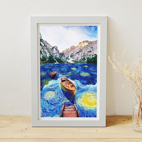 Miniatura 2 de Pintoo Rompecabezas de 1000 piezas para adultos, Fantasía, barco en la noche estrellada, hermoso rompecabezas de plástico para decoración del hogar,