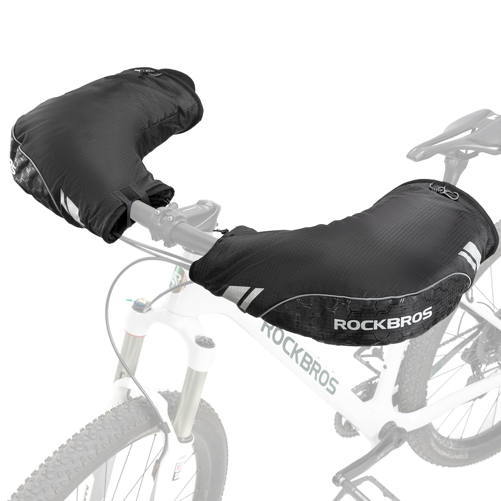 ROCKBROS Guanti Manubri Invernali Termici, Guanti per Manubrio Dritto Bici Moto Ebike Scooter, Foderato Impermeabile Antivento Idrorepellente Riflettente