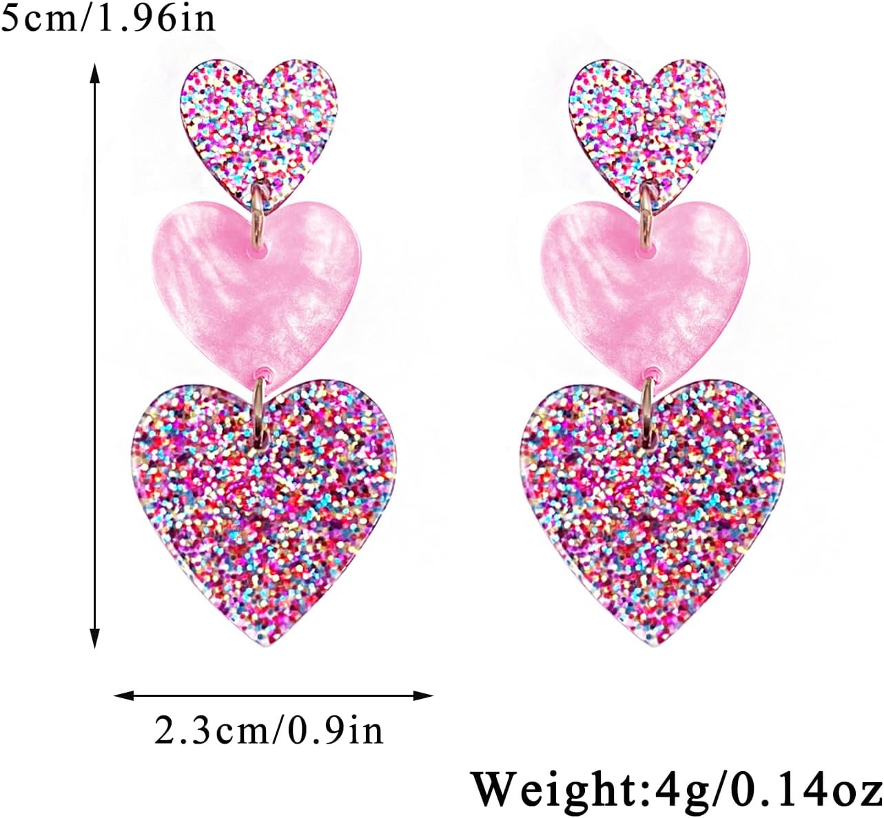 Heart Earrings for Women,Love Heart Dangle Earrings Red Pink Acrylic Lucite Arch Love Earrings for Her Mother's day Valentine's Day Women Jewelry - Image 7