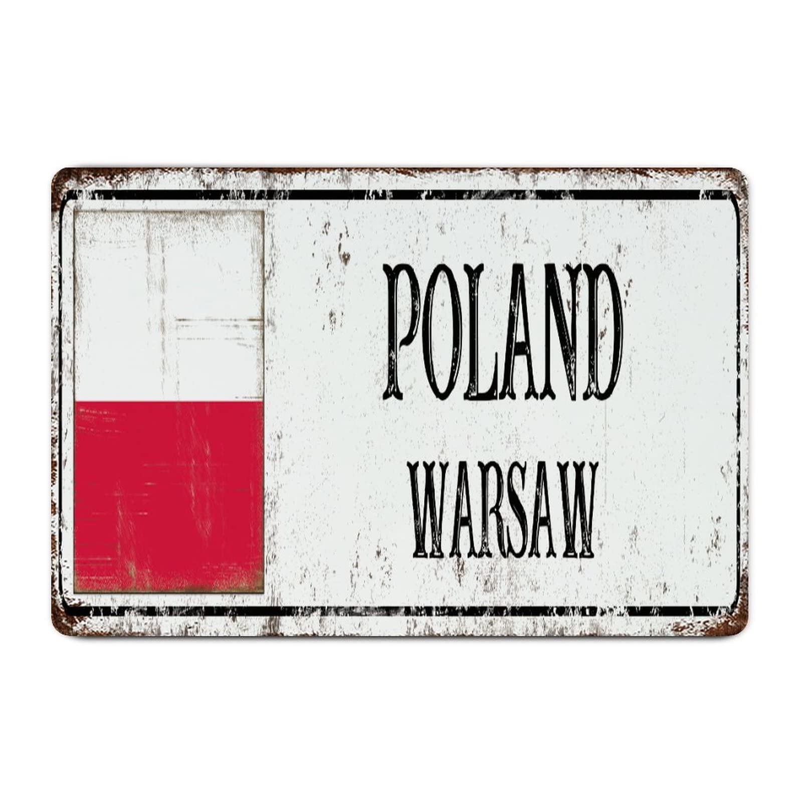 Yelolyio Ebsut61hh7bc Warsaw Vintage Metal Sign Poland Retro Tin Signs Poland Flag Metal Plate Street Signs Man Cave Cafe Bar Pub Beer Club Wall Home Decor 12" X 8"