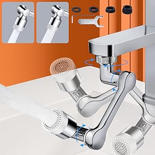 SELORSS 1080° Swivel Tap Aerator, Faucet Aerator Swivel, Solid Brass Rotatable Faucet Extender, Universal Splash Filter Faucet with 2 Water Outlet Modes for Kitchen Bathroom-Polished Chrome (2 Modes)