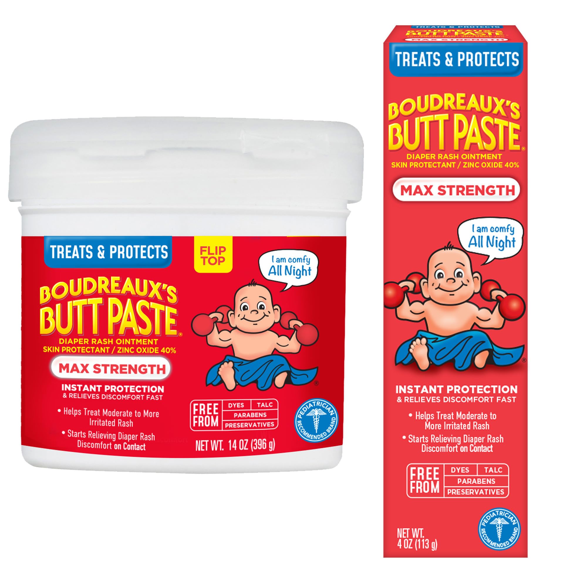 Boudreaux's Butt Paste Diaper Rash Ointment, Maximum Strength, 14 Oz w/Boudreaux's Butt Paste Diaper Rash Ointment | Maximum Strength | 4 Ounce (Pack of 1) Tube | Paraben