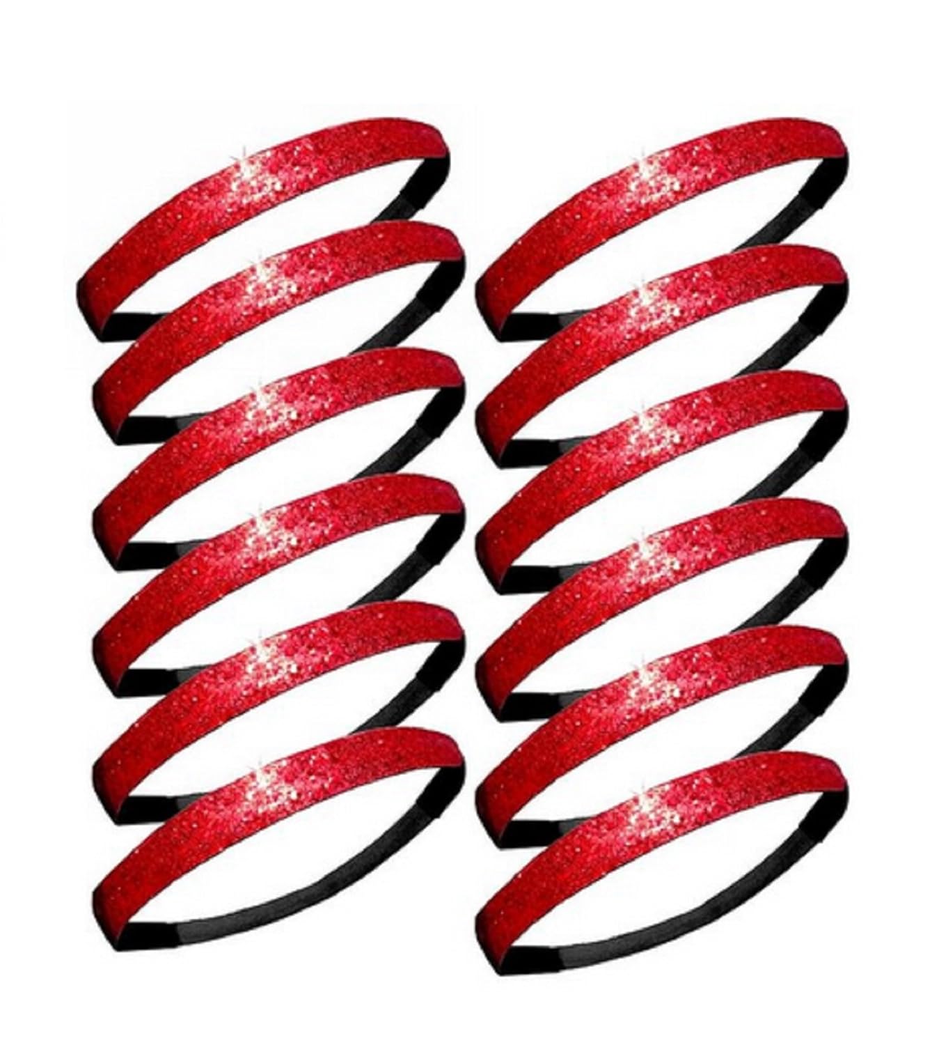 12 Pack Red Glitter Headbands By Kenz Laurenz Fashion