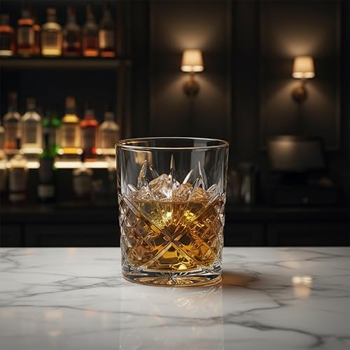 Miniatura 4 de Vasos de whisky antiguos de 9, 10, 11 onzas, estilo bourbon, licor y bebidas de cóctel, vasos escoceses, vasos de bar, juego de 6