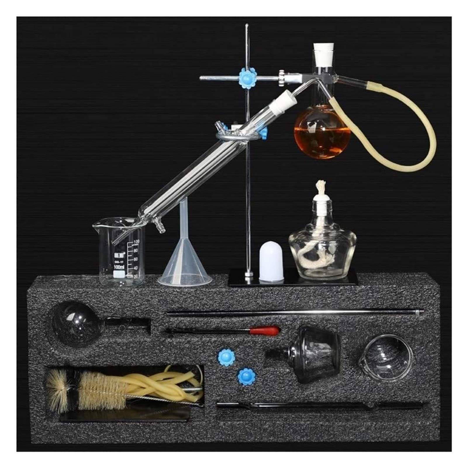 Laboratorio de Vapor de Aceite Esencial de destilación Aparato Kits cristalería Destilador de Agua purificador w/Graham Condensador