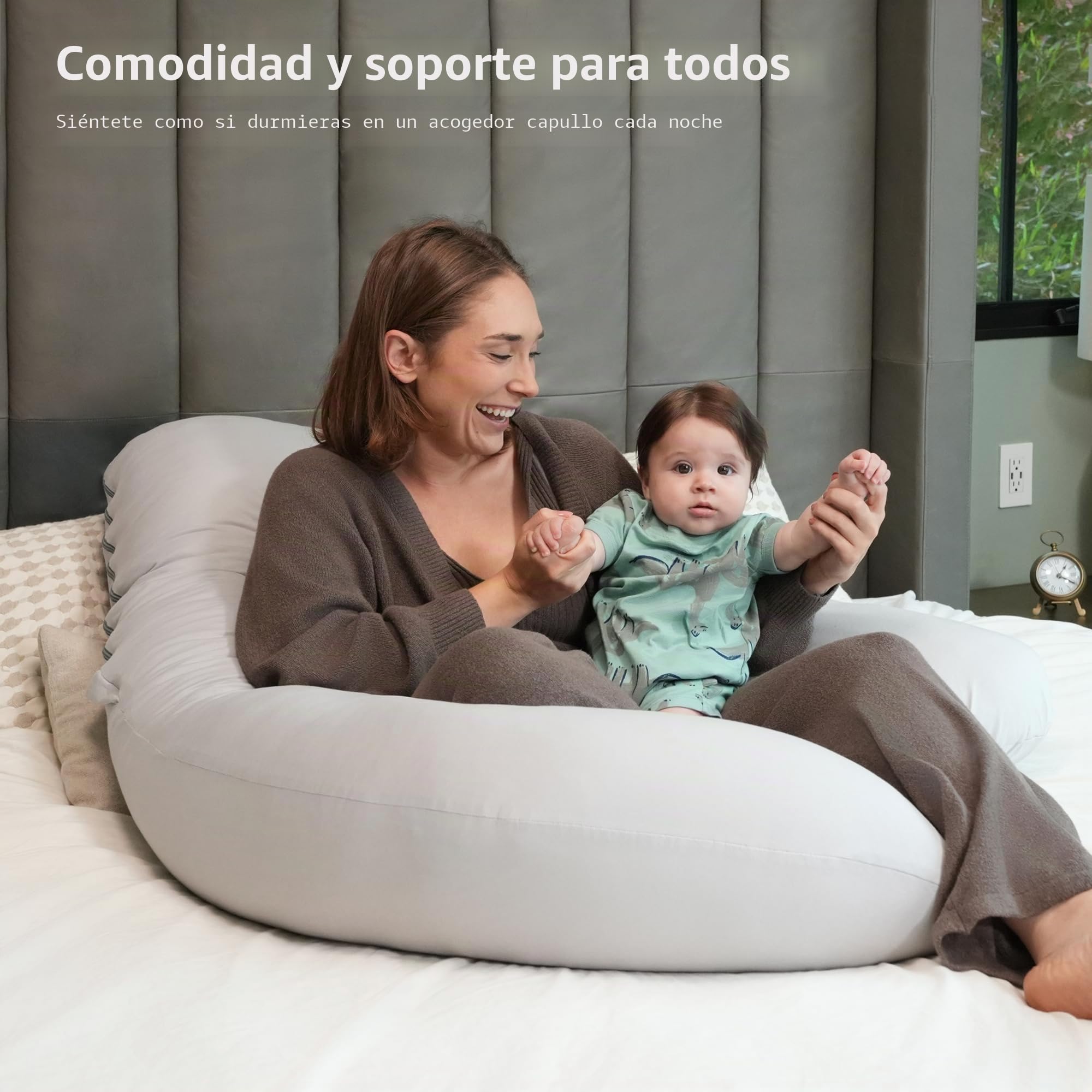 Almohada Embarazada U, Funda 100% Algodón Desmontable y Lavable