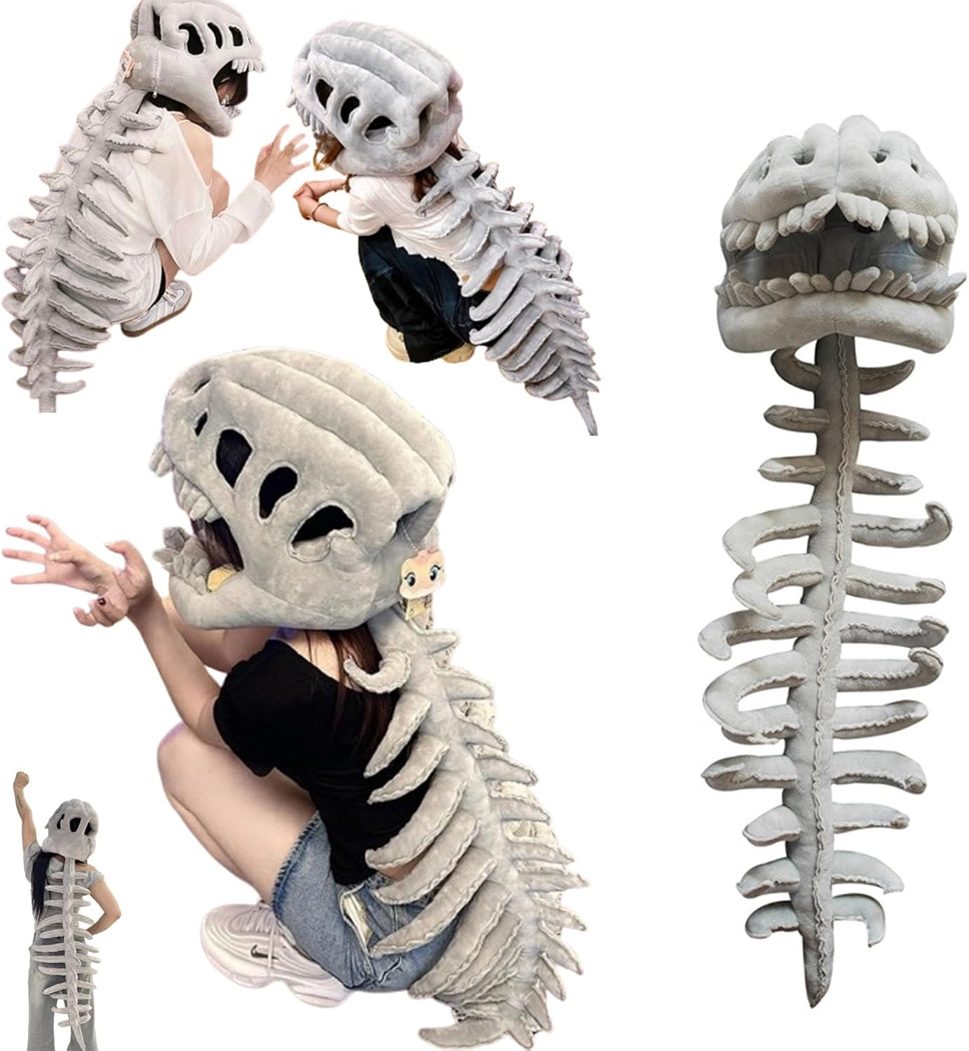 Dinosaur Skeleton Costume, My Plush Skeleton Hood,Themed Skull Cosplay Props,For Cosplay & Dress-Up Play