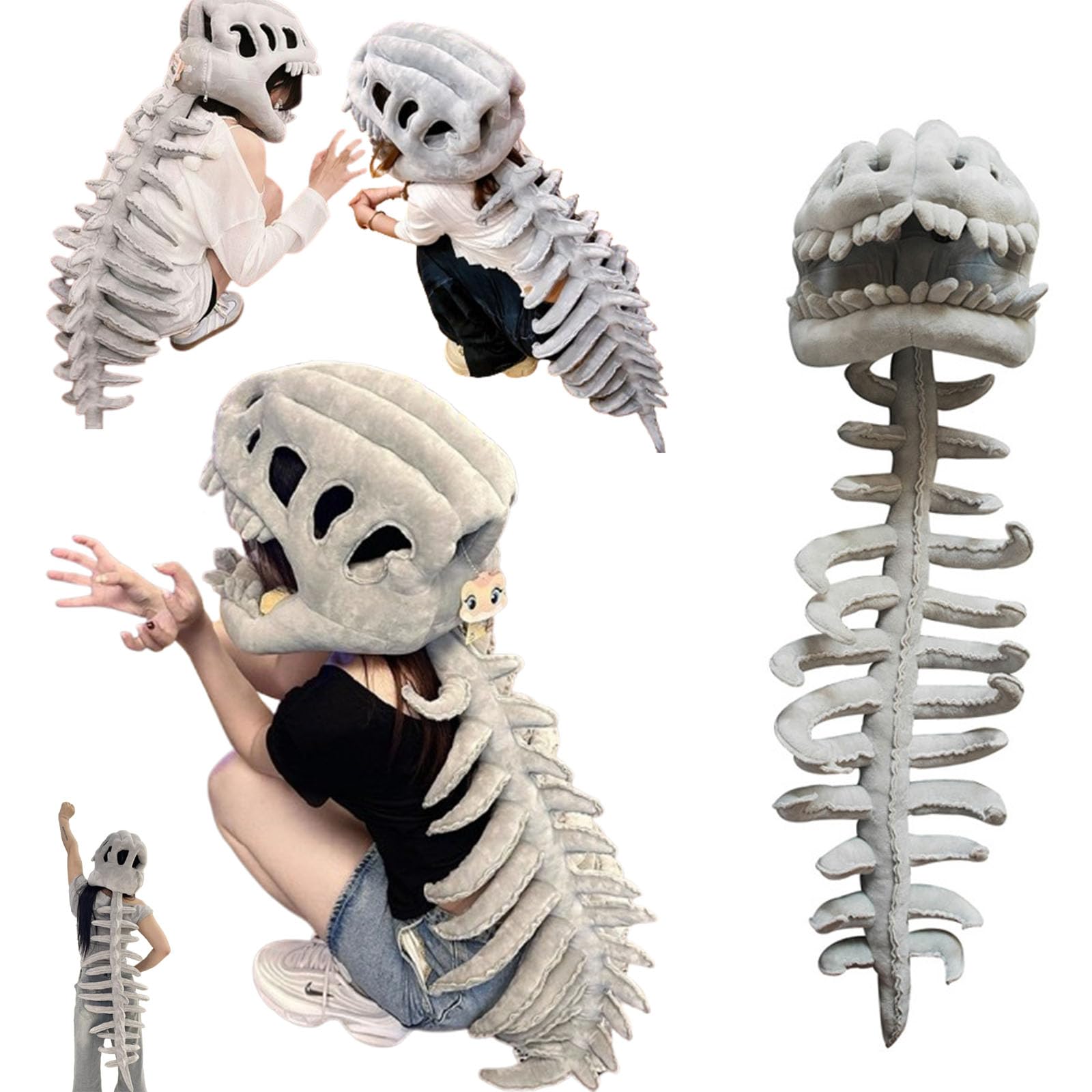cozy dino Dinosaur Skeleton Costume, My Plush Skeleton Hood,Themed Skull Cosplay Props,For Cosplay & Dress-Up Play