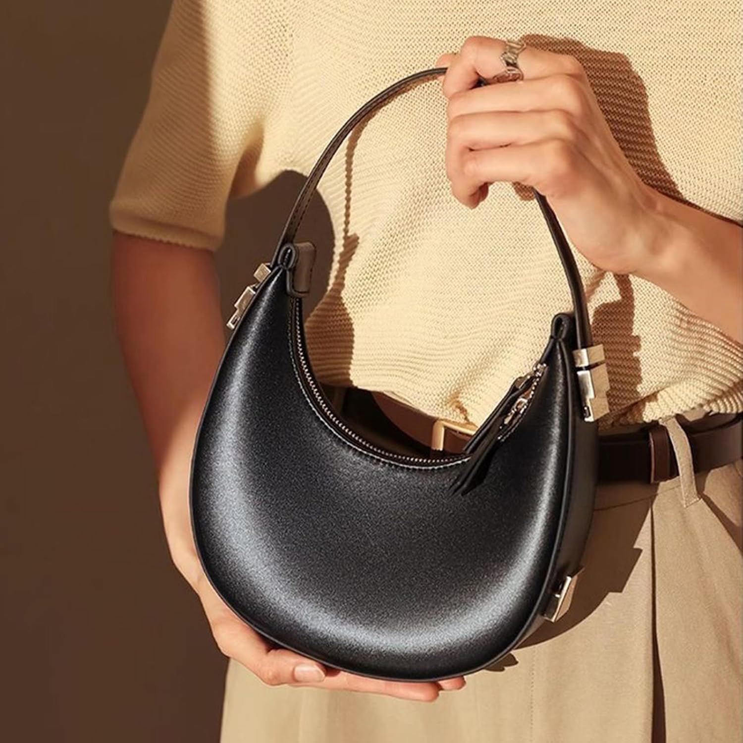 Small Purse for women,Trendy Cute Shoulder Bags Small Clutch Hobo Tote Handbag With Double Zipper Closure - Image 4