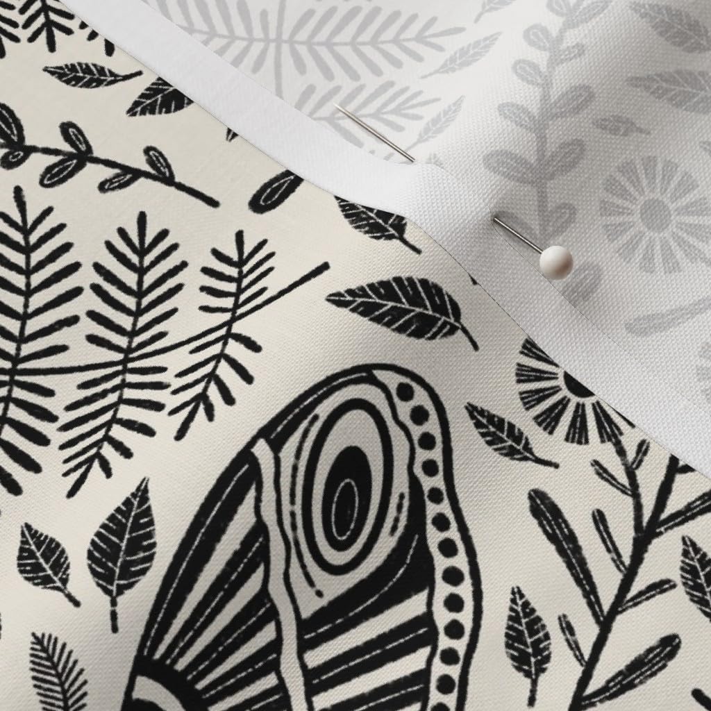 Spoonflower Fabric - Dark Boho Witchy Moody Luna Moth Floral Woodland Forest Whimsical Printed on Petal Cotton Fabric Fat Quarter - Sewing Quilting Apparel Crafts Decor
