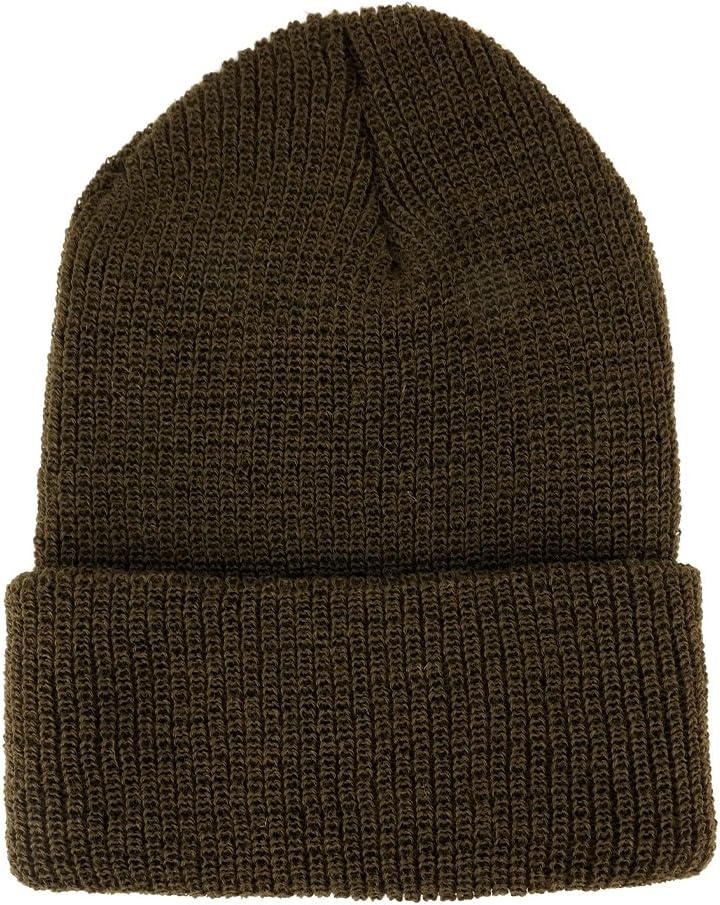 Made in USA, Genuine Wool Cuff Folded Watch Cap Long Beanie Hat