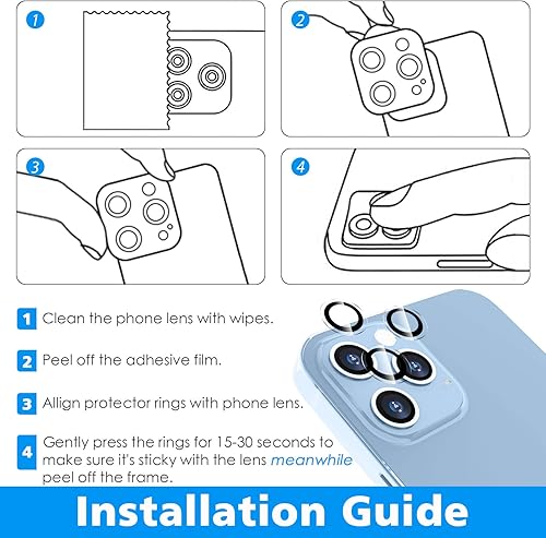 Miniatura 23 de CloudValley Protector de lente de cámara para iPhone 13 Pro - iPhone 13 Pro Max, película de vidrio templado, cubierta protectora de lente