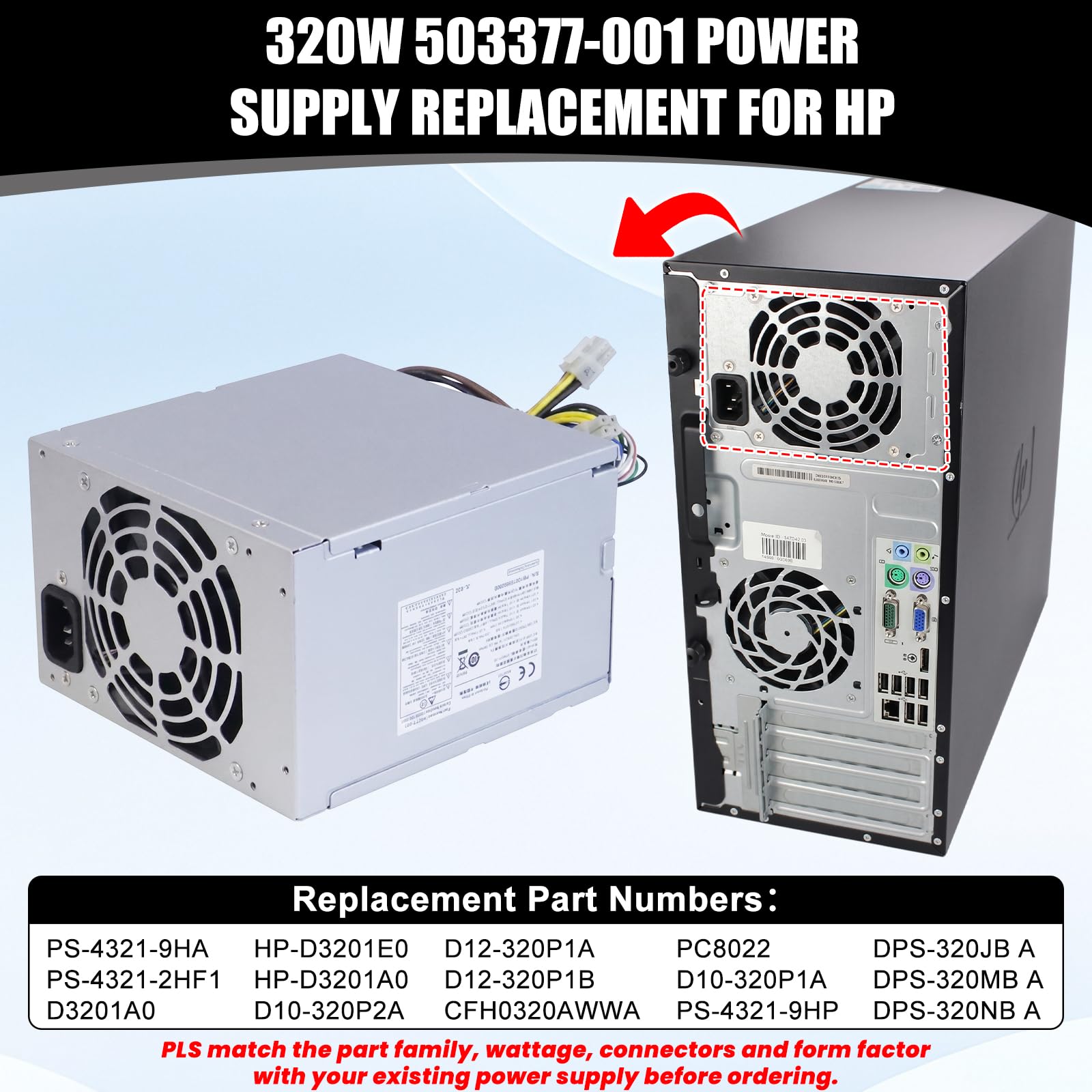 29/5-1 電源ユニット500Wx 10個セット Amazon | LXun アップグレード 503377-001 320W 電源 D10-320P2A 電源
